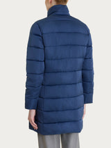 Satin Puffer piumino lungo con cappuccio  Blu Donna - Ragno