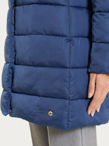 Satin Puffer piumino lungo con cappuccio  Blu Donna - Ragno