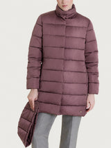 Satin Puffer piumino lungo con cappuccio  Viola Donna - Ragno