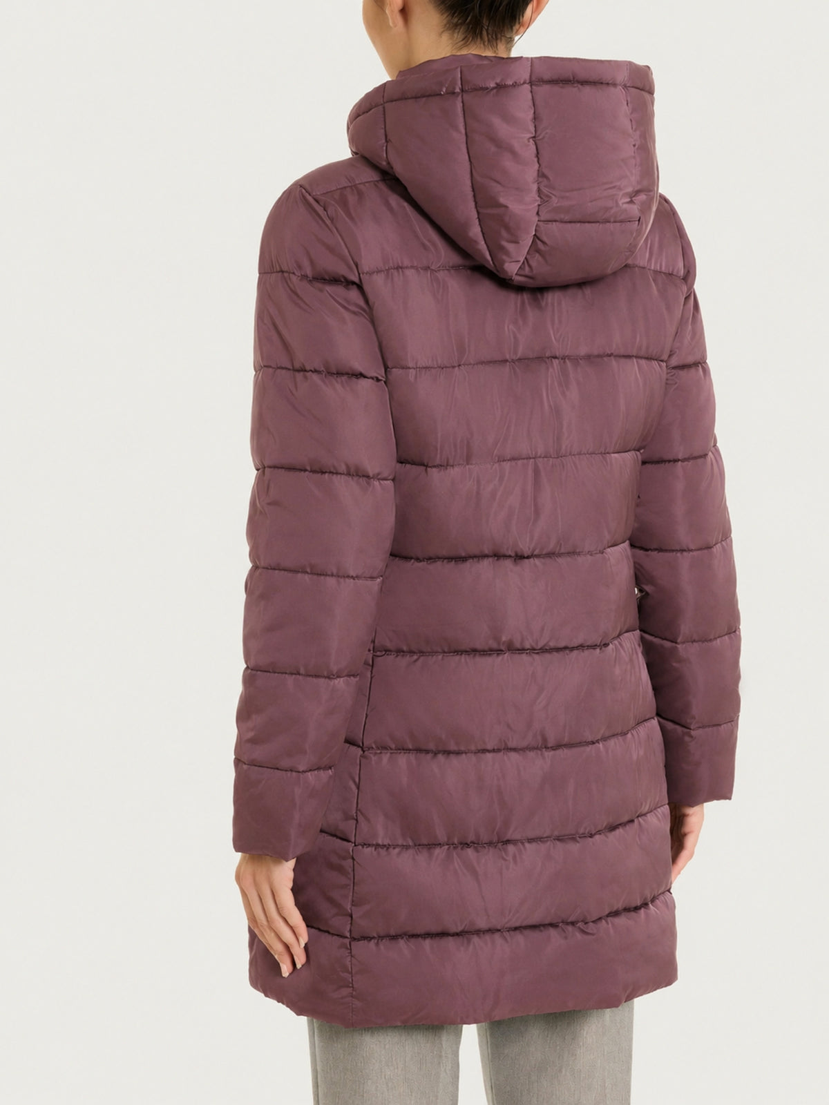 Satin Puffer piumino lungo con cappuccio  Viola Donna - Ragno