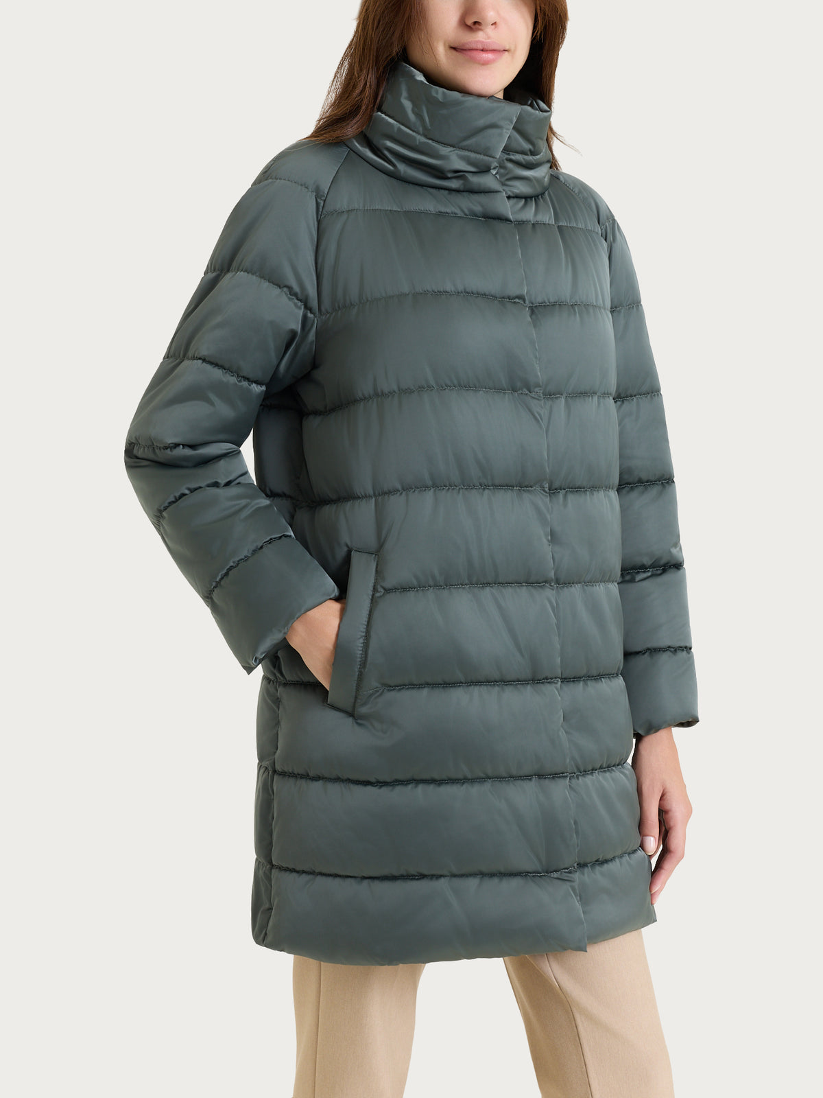 Satin Puffer piumino lungo Grigi Donna - Ragno