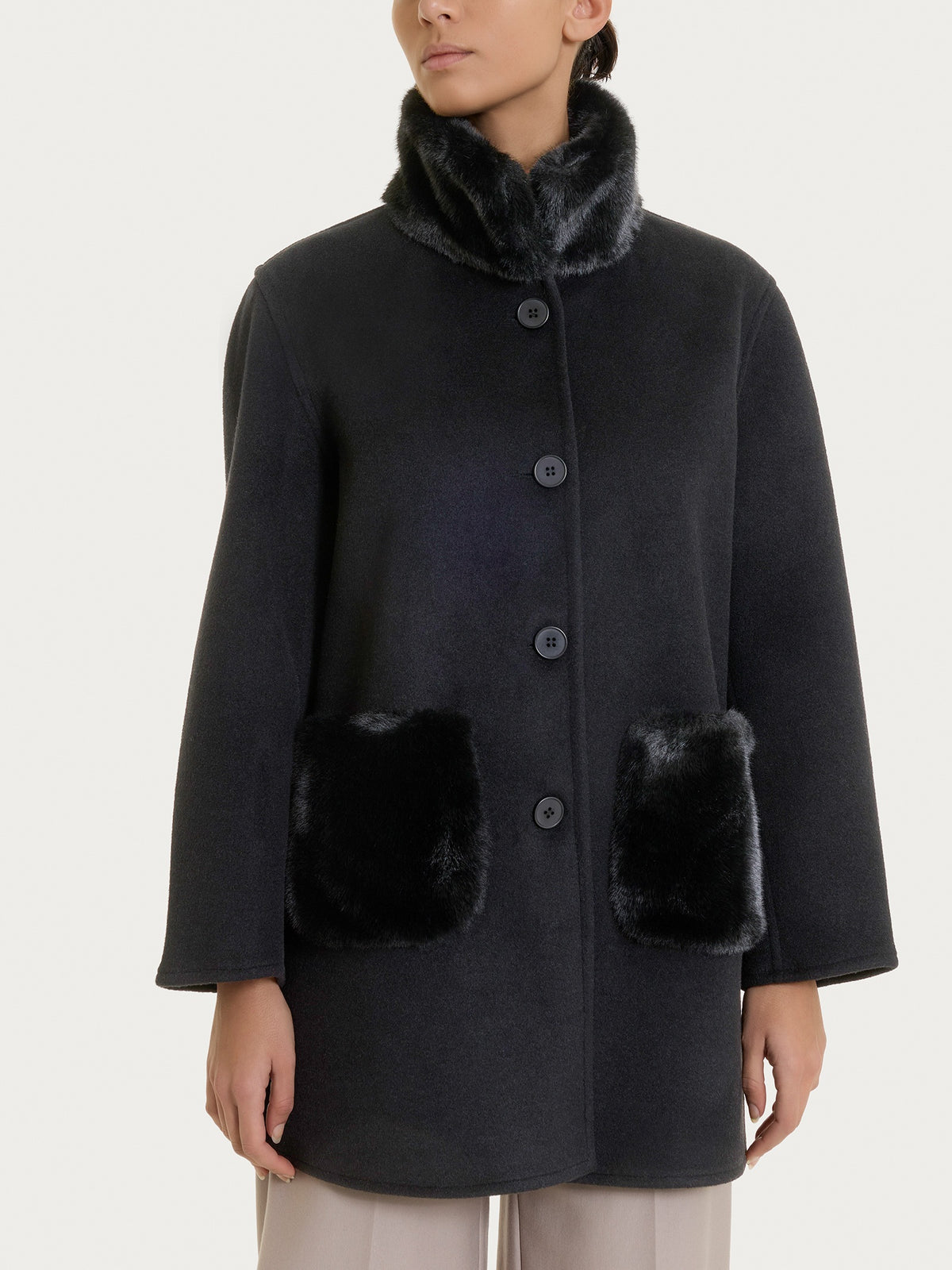Fuzzy SoftCoat Giaccone con collo alto Neri Donna - Ragno