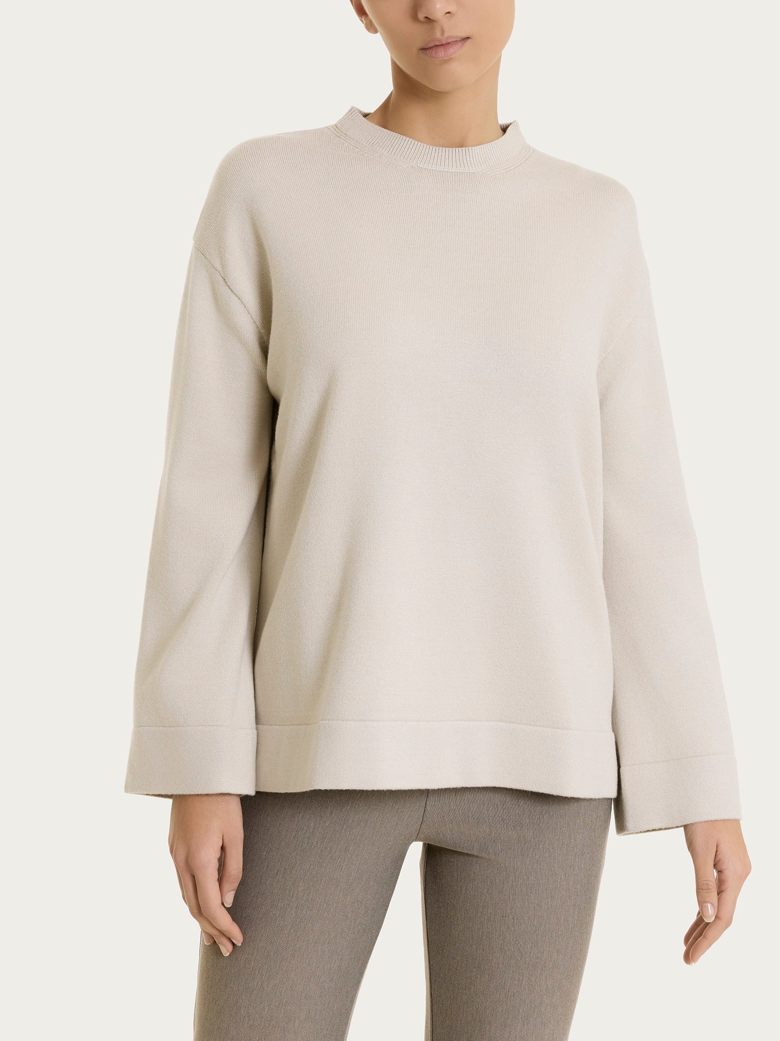 Maglia girocollo a manica lunga in Soft Wool Bianchi Donna - Ragno