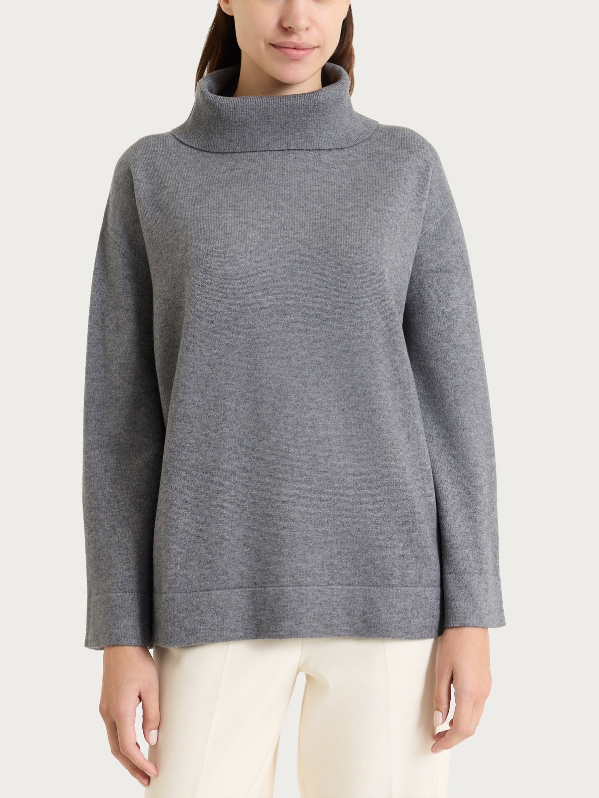 Maglia con collo a ciambella in NaturalSoft Neri Donna - Ragno
