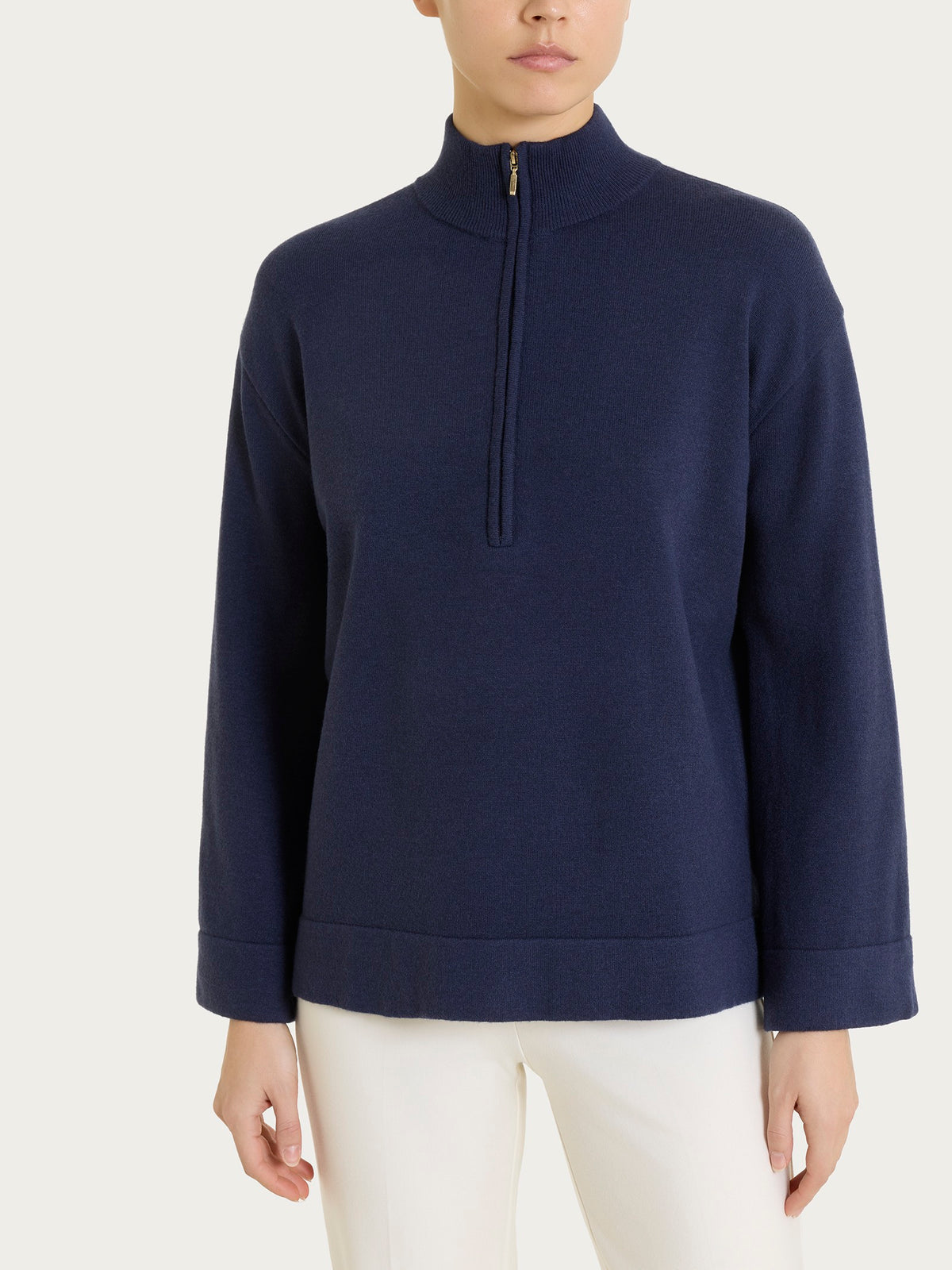 Lupetto con mezza zip in NaturalSoft Blu Donna - Ragno