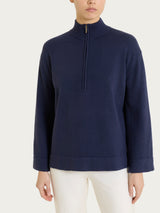 Lupetto con mezza zip in NaturalSoft Blu Donna - Ragno
