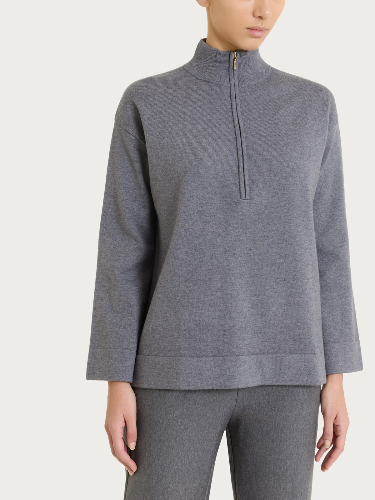 Lupetto con mezza zip in NaturalSoft Neri Donna - Ragno