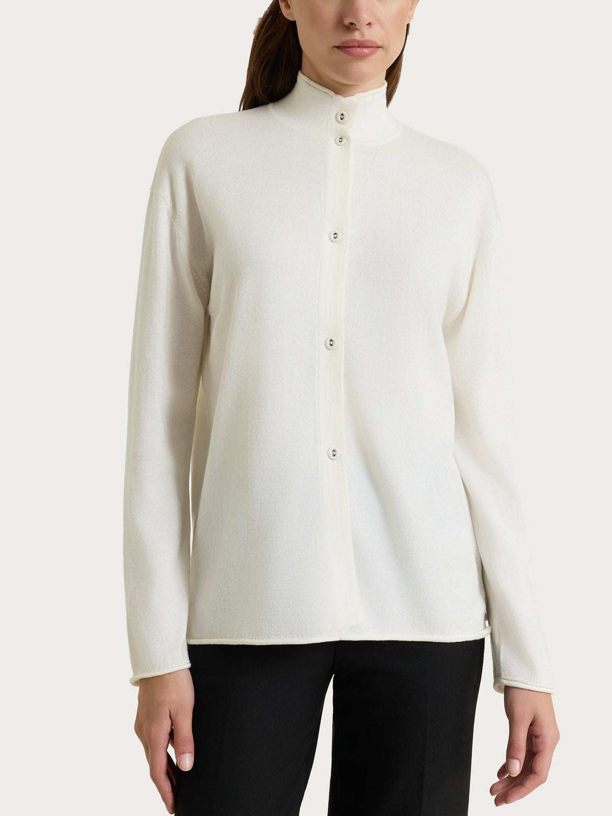 Cardigan lupetto con bottoni in Kerasoft Bianchi Donna - Ragno