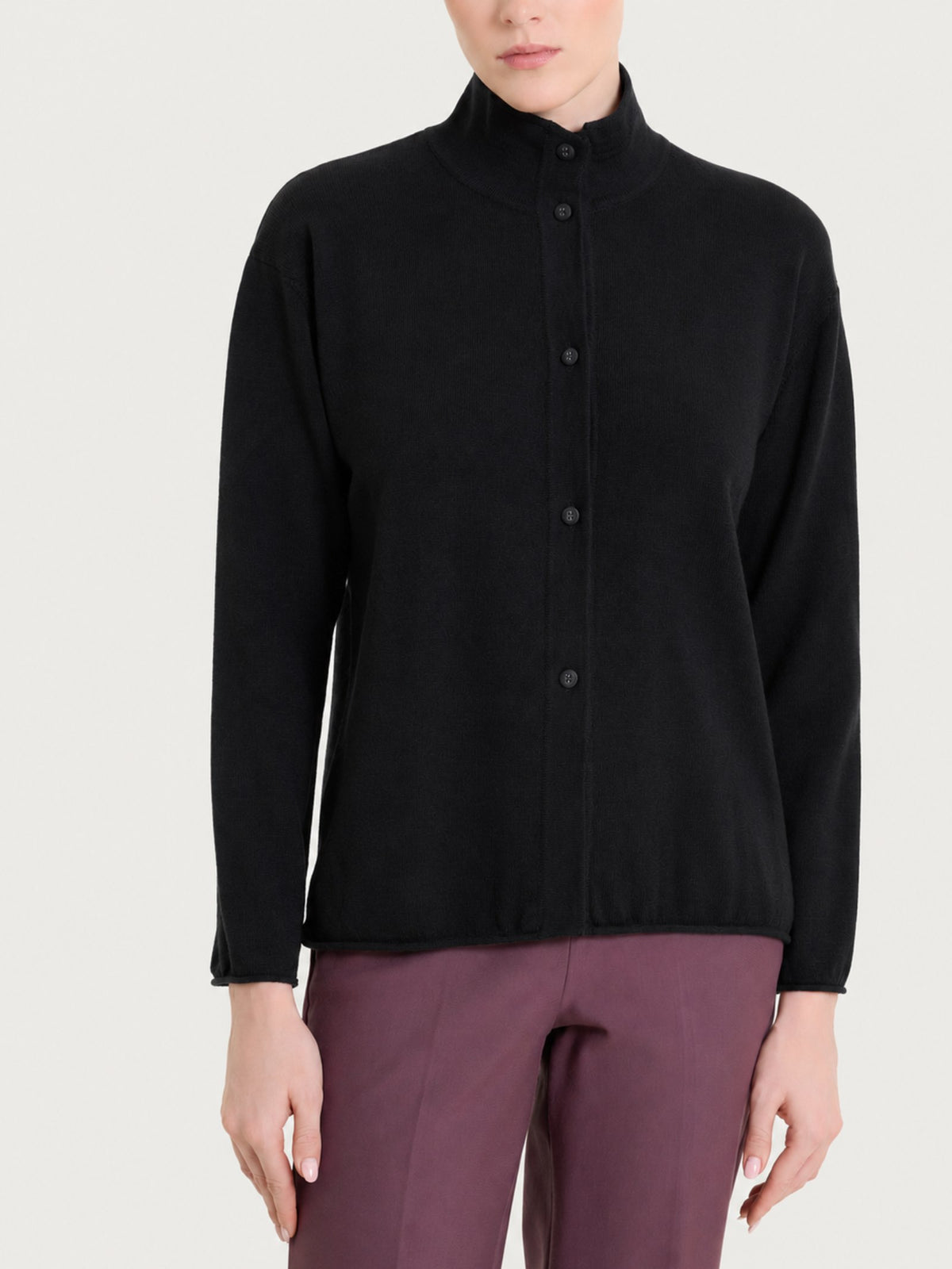 Cardigan lupetto con bottoni in Kerasoft Neri Donna - Ragno