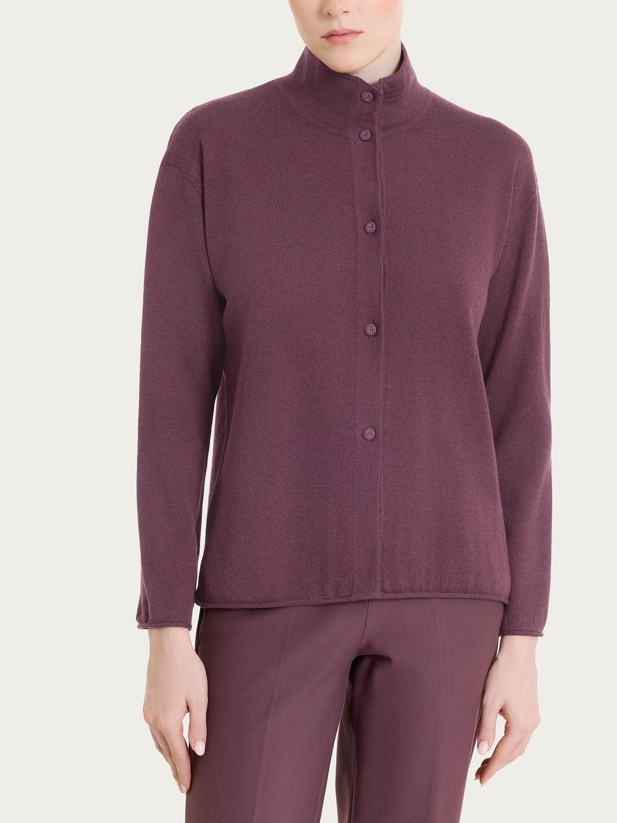 Cardigan lupetto con bottoni in Kerasoft Viola Donna - Ragno