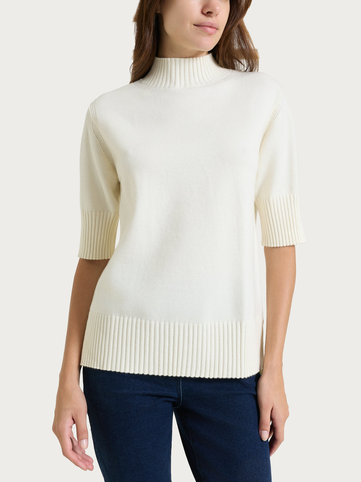 Lupetto con manica corta in Soft Wool Bianchi Donna - Ragno