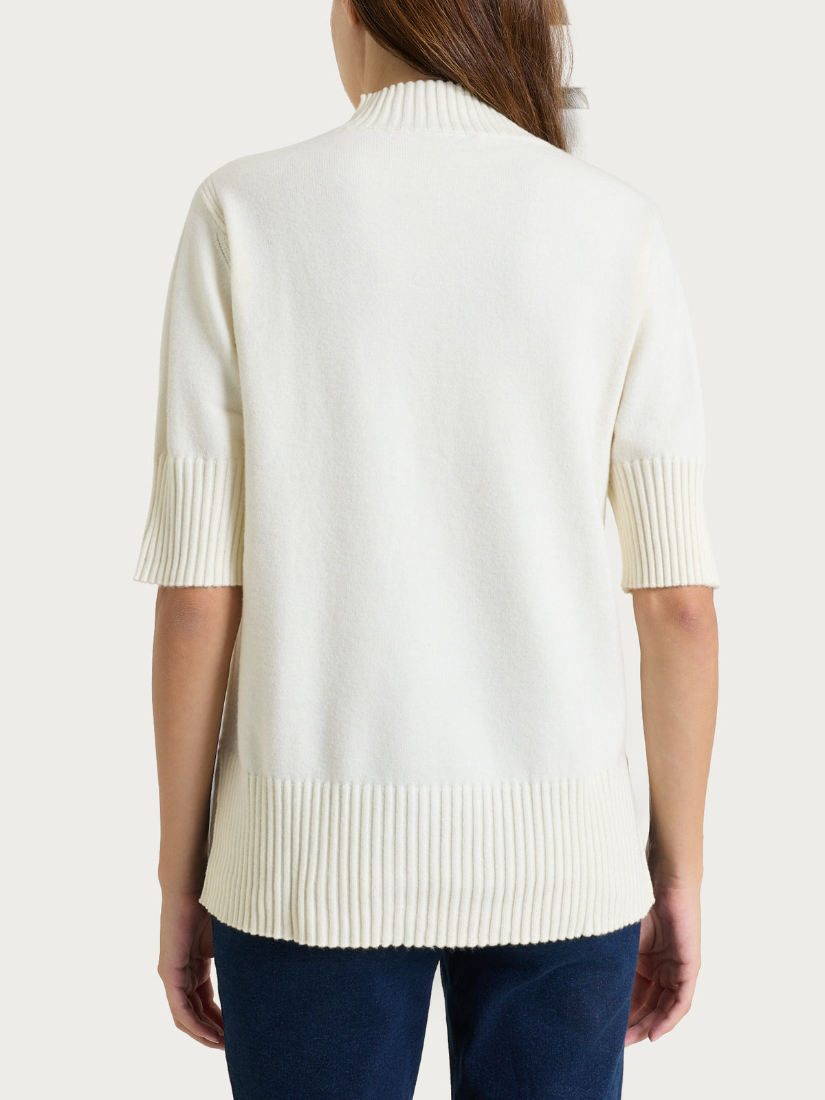 Lupetto con manica corta in Soft Wool Bianchi Donna - Ragno