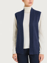 Ärmellose Strickjacke aus NaturalSoft in Blau für Damen – Ragno