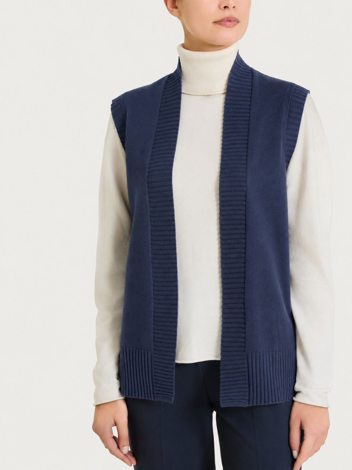 Cardigan smanicato in NaturalSoft Blu Donna - Ragno