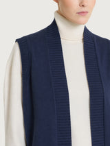 Ärmellose Strickjacke aus NaturalSoft in Blau für Damen – Ragno