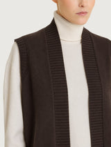 Ärmellose Strickjacke aus NaturalSoft in Braun für Damen – Ragno