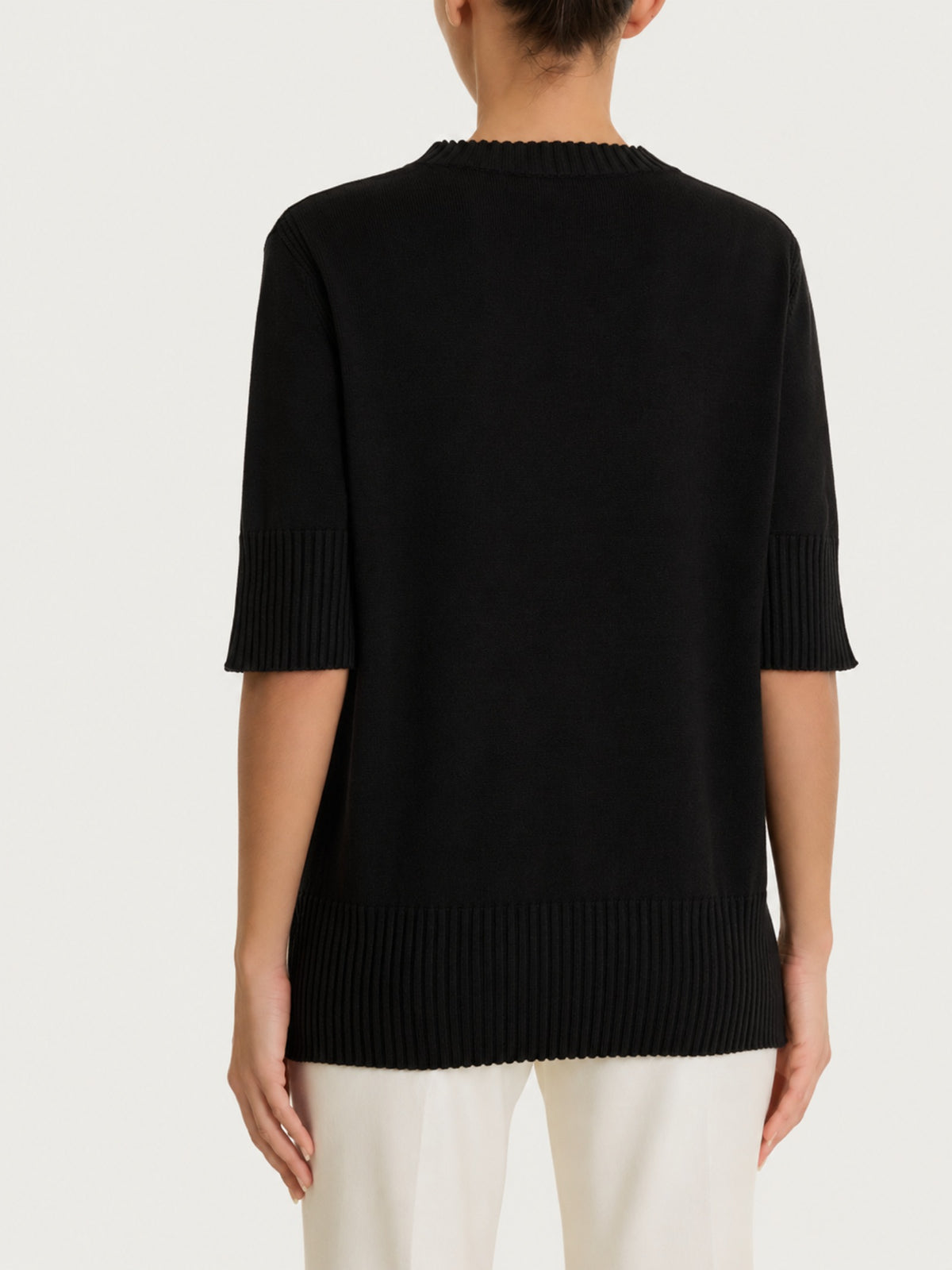 Maglia girocollo con manica corta in Soft Wool Neri Donna - Ragno