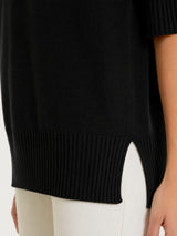 Maglia girocollo con manica corta in Soft Wool Neri Donna - Ragno