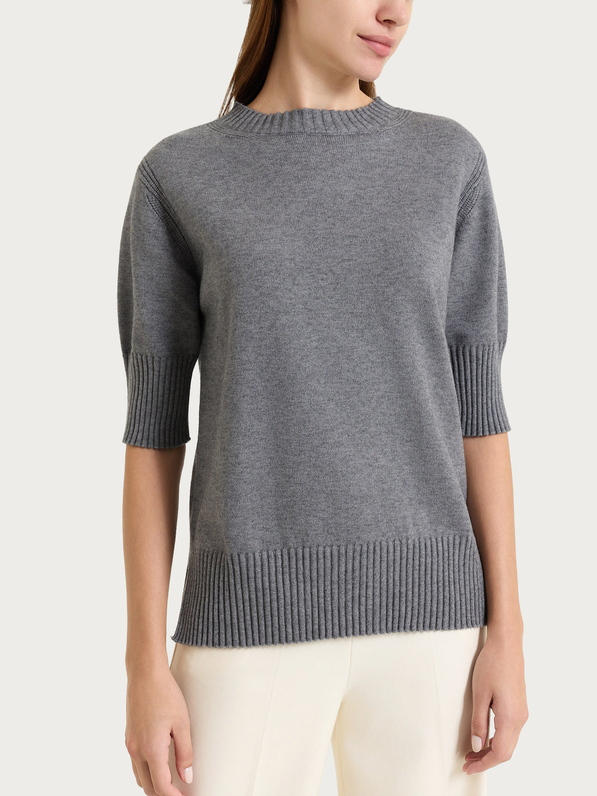 Maglia girocollo con manica corta in NaturalSoft Neri Donna - Ragno