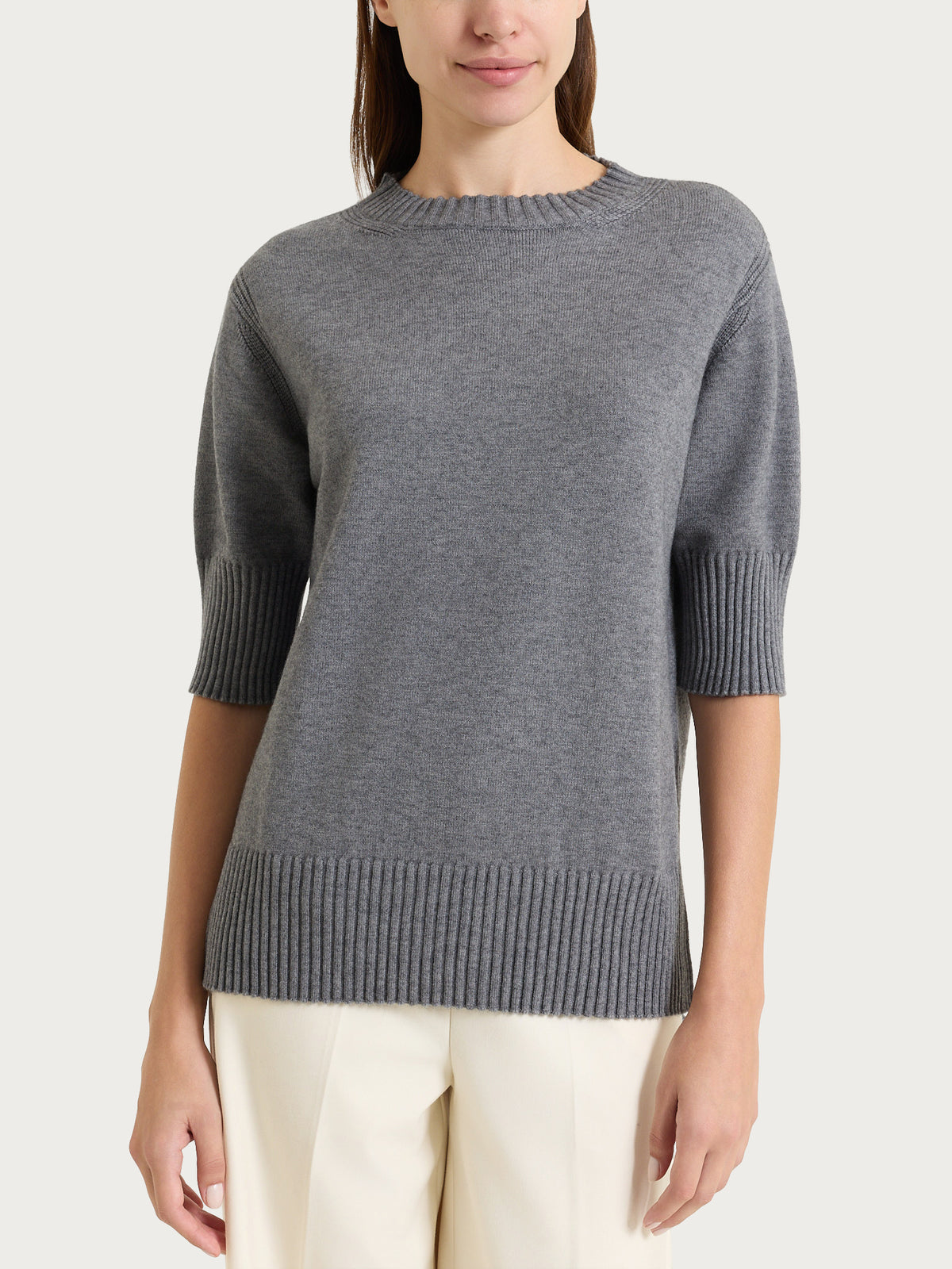 Maglia girocollo con manica corta in NaturalSoft Neri Donna - Ragno