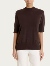 Maglia girocollo con manica corta in Soft Wool Marroni Donna - Ragno