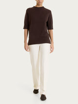 Maglia girocollo con manica corta in Soft Wool Marroni Donna - Ragno