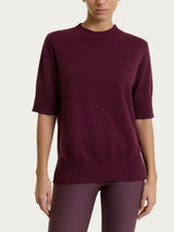 Maglia girocollo con manica corta in Soft Wool Viola Donna - Ragno