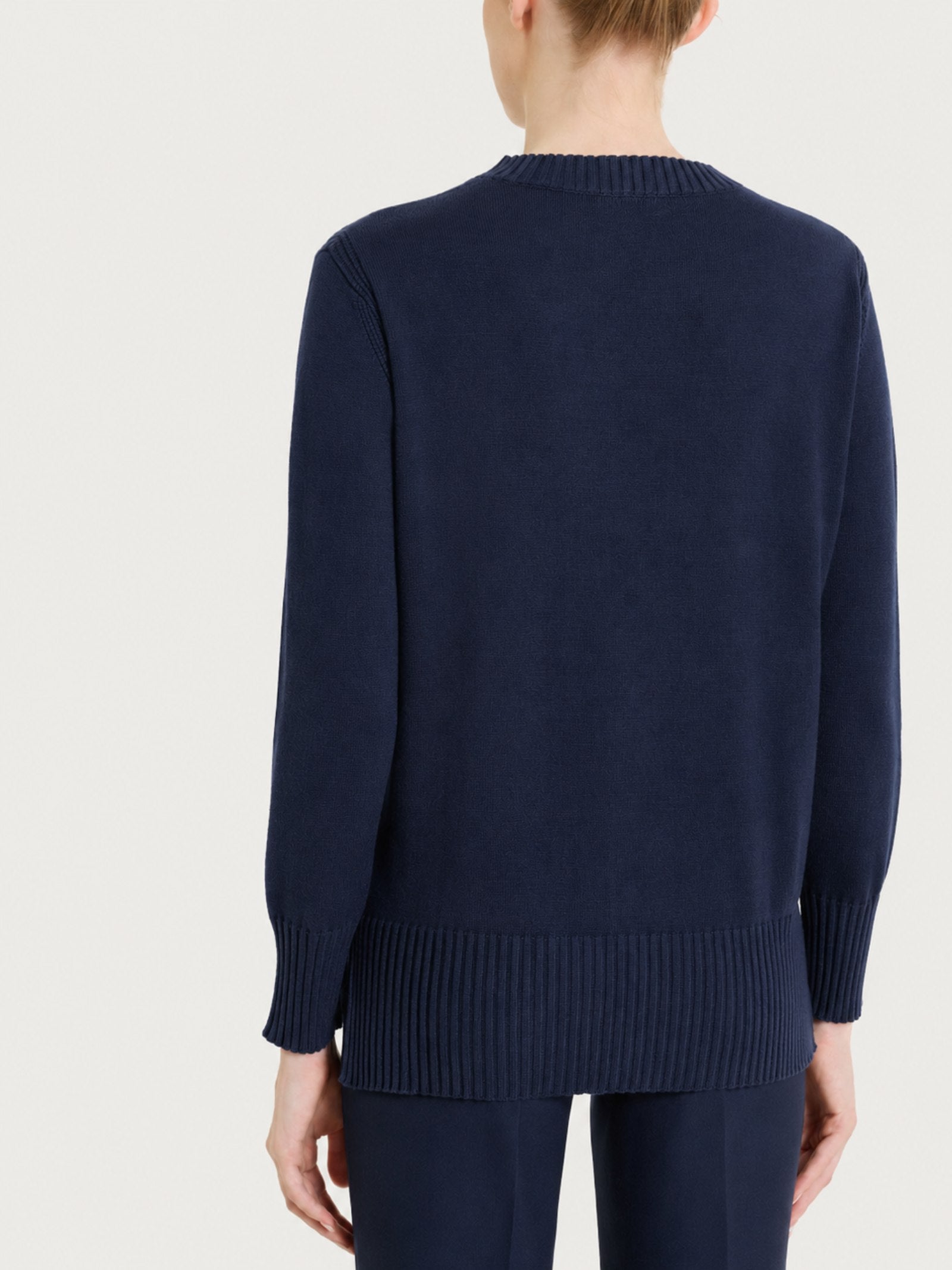 Maglia girocollo con manica lunga in Soft Wool Blu Donna - Ragno