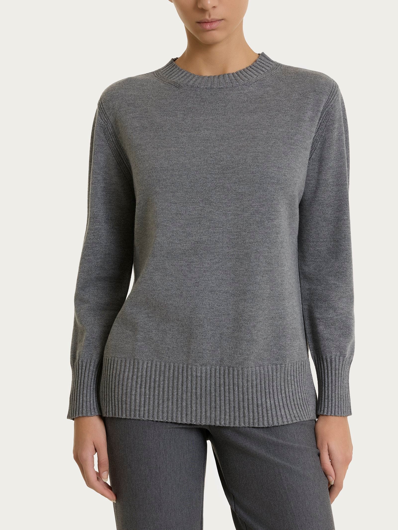 Maglia girocollo con manica lunga in Soft Wool Neri Donna - Ragno