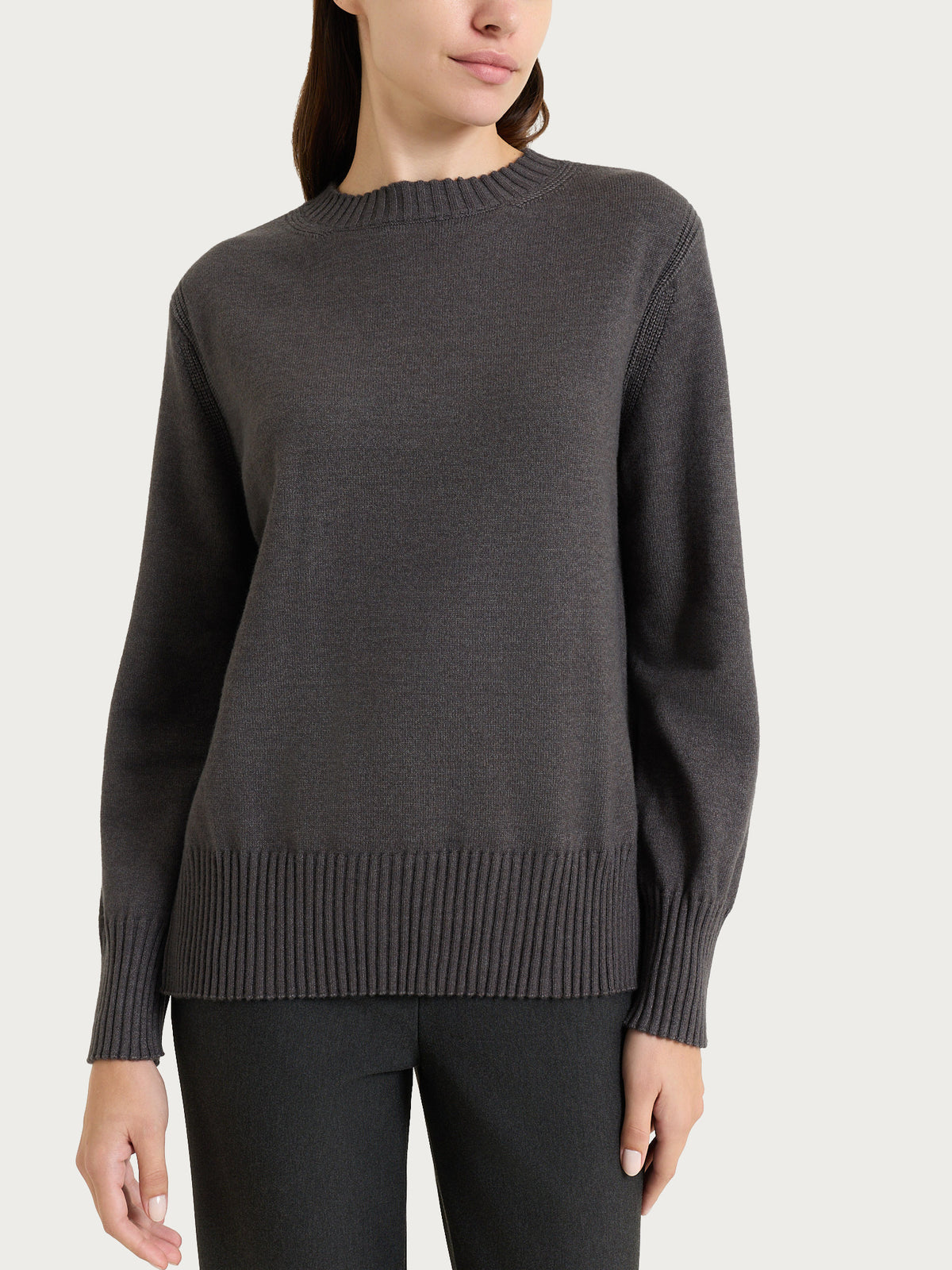 Maglia girocollo con manica lunga in NaturalSoft Neri Donna - Ragno