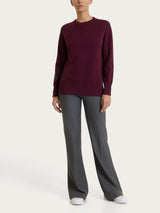 Maglia girocollo con manica lunga in Soft Wool Viola Donna - Ragno
