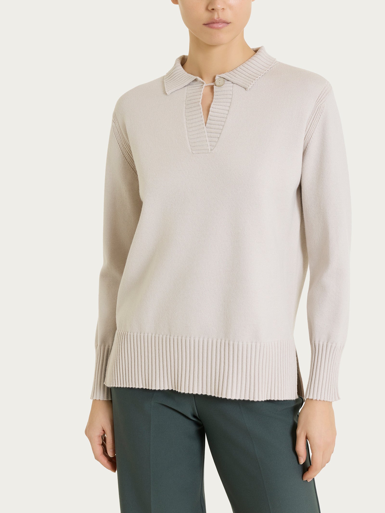 Polo con manica lunga in Soft Wool Bianchi Donna - Ragno