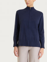 Cardigan con zip in NaturalSoft Blu Donna - Ragno