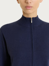 Cardigan con zip in NaturalSoft Blu Donna - Ragno