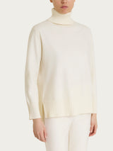 Langärmeliger Rollkragenpullover aus Naturalsoft in Bianco für Damen – Ragno
