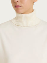Langärmeliger Rollkragenpullover aus Naturalsoft in Bianco für Damen – Ragno