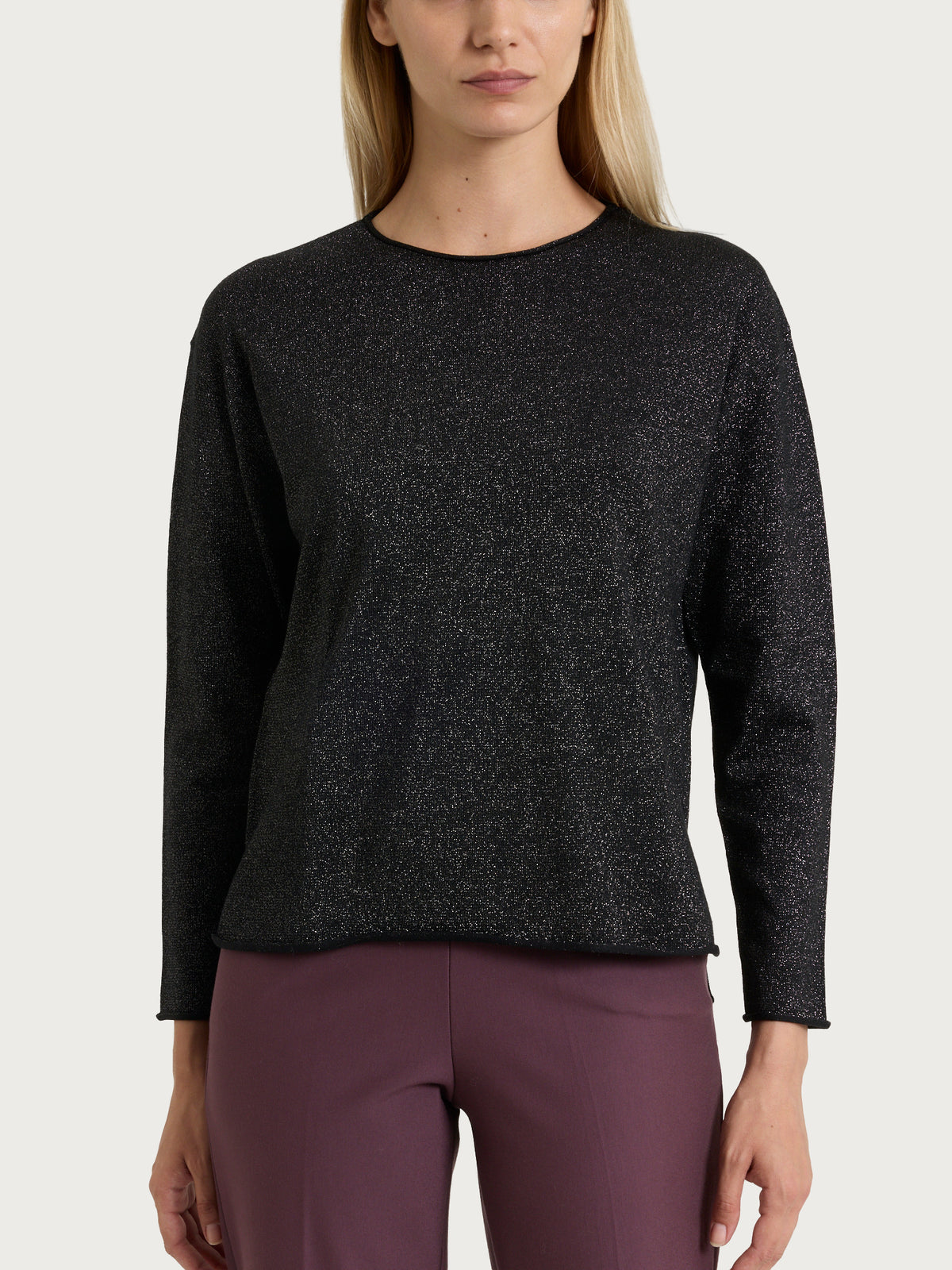 Maglia girocollo in Lurex Four Seasons Neri Donna - Ragno