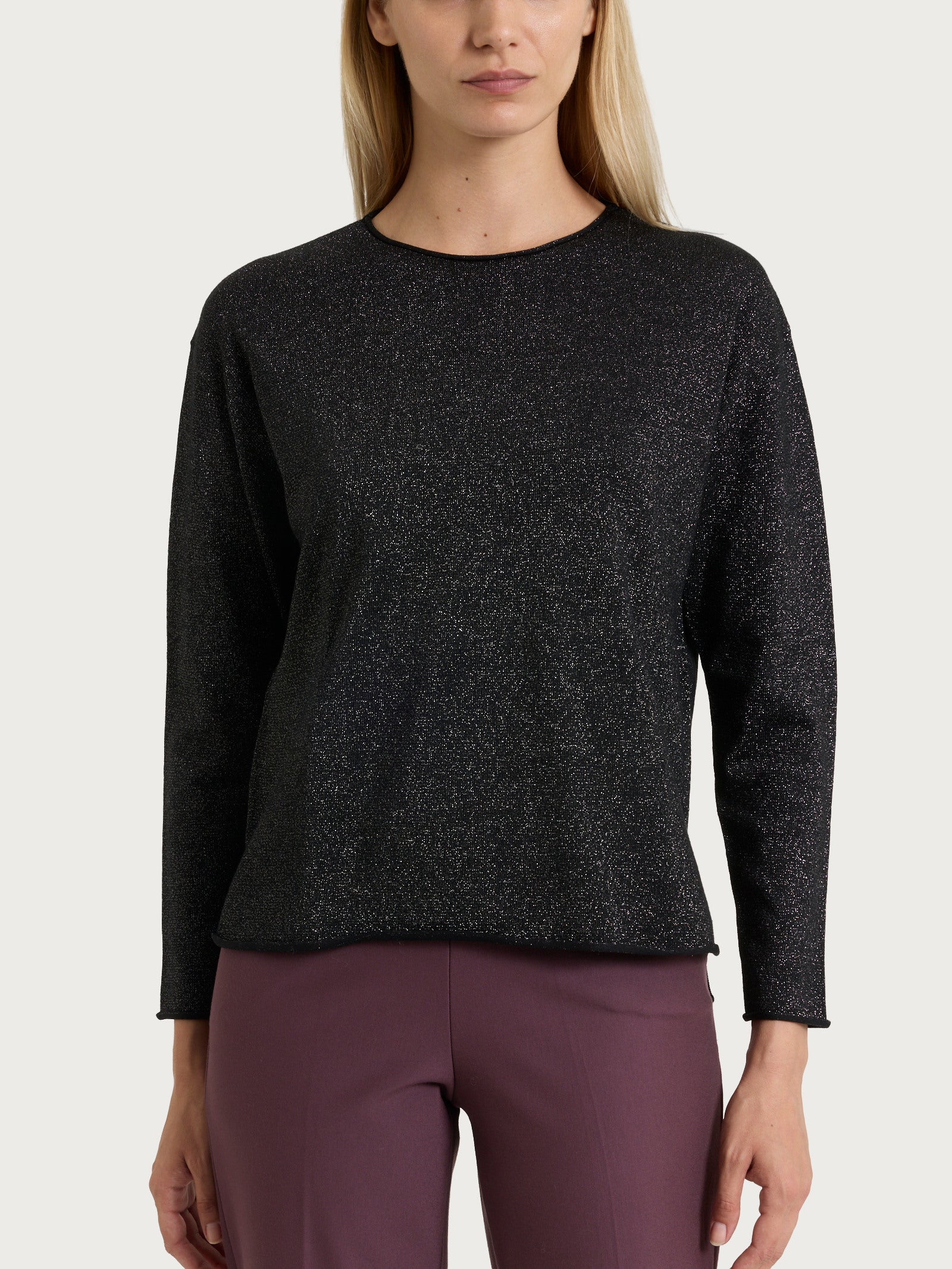 Maglia girocollo in Lurex Four Seasons Neri Donna - Ragno