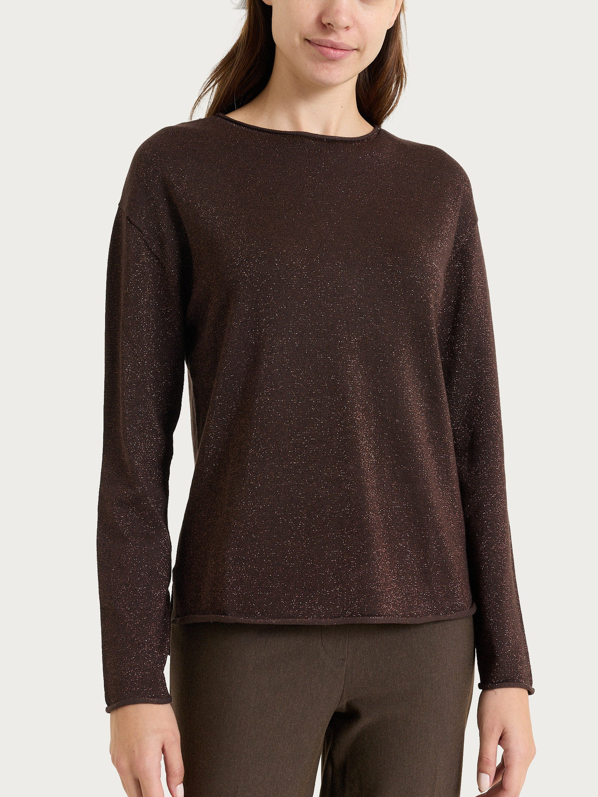 Maglia girocollo in Lurex Four Seasons Marroni Donna - Ragno