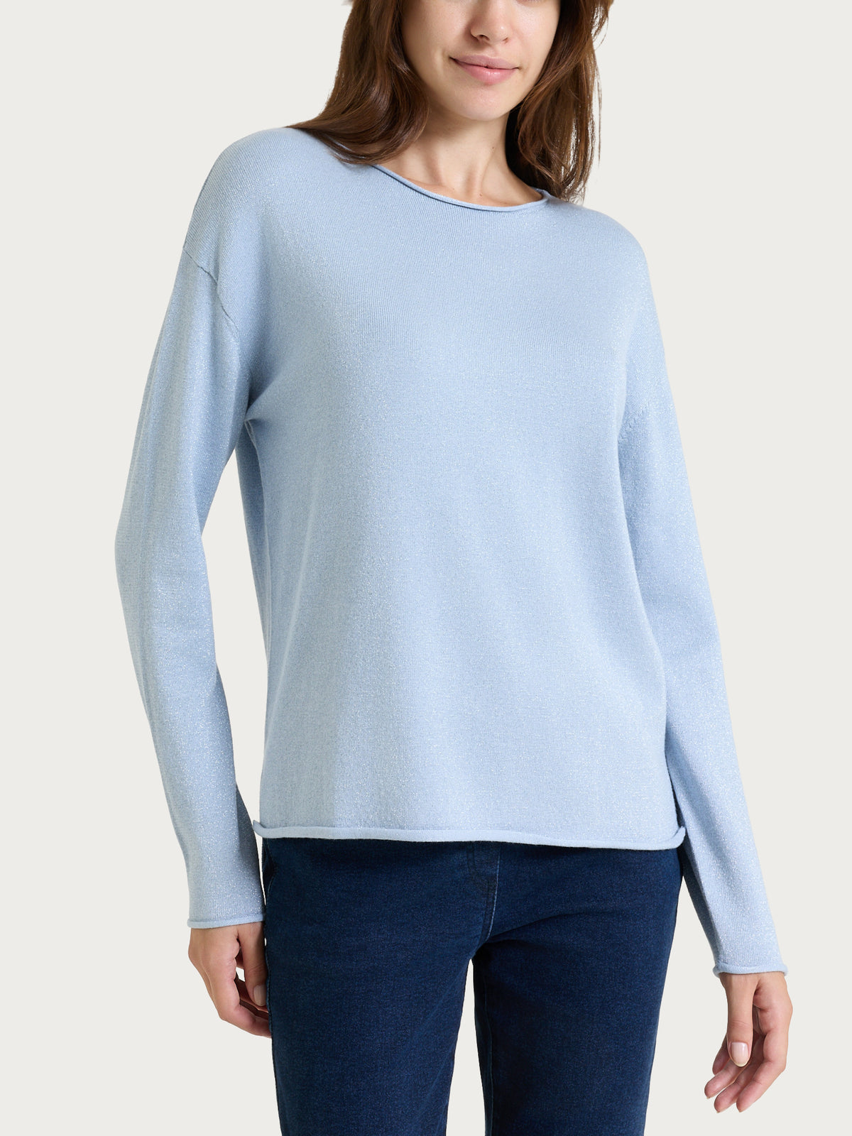 Jersey de cuello redondo de Lurex Four Seasons Azules para mujer - Ragno