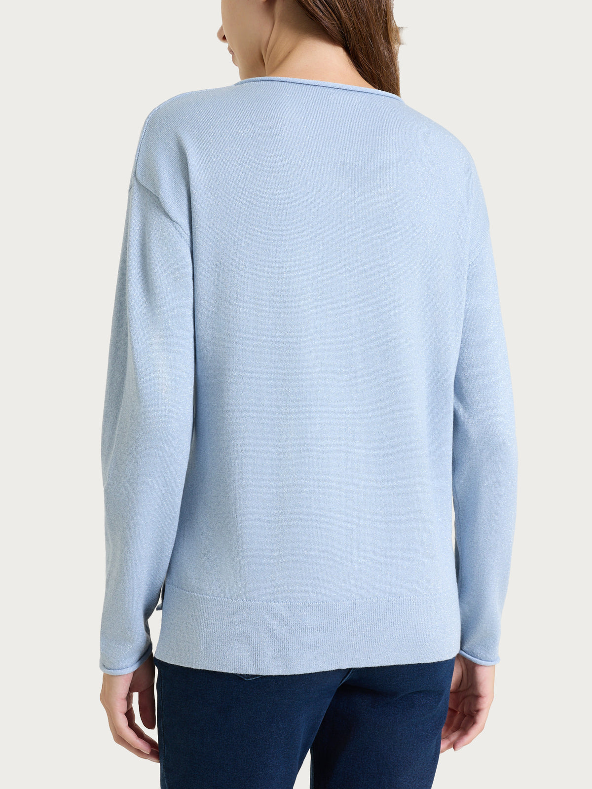 Jersey de cuello redondo de Lurex Four Seasons Azules para mujer - Ragno