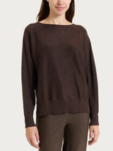 Women's Brown Four Seasons Lurex Batwing-Sleeve Sweater - Ragno