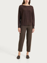 Women's Brown Four Seasons Lurex Batwing-Sleeve Sweater - Ragno