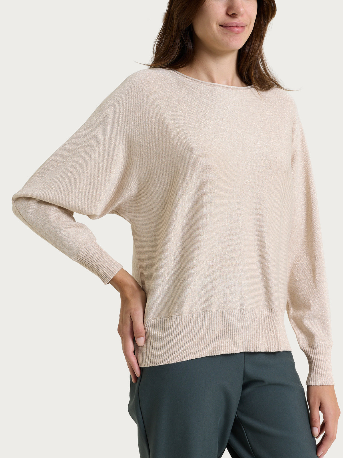 Jersey de manga corta con Lurex Four Seasons rosa para mujer - Ragno