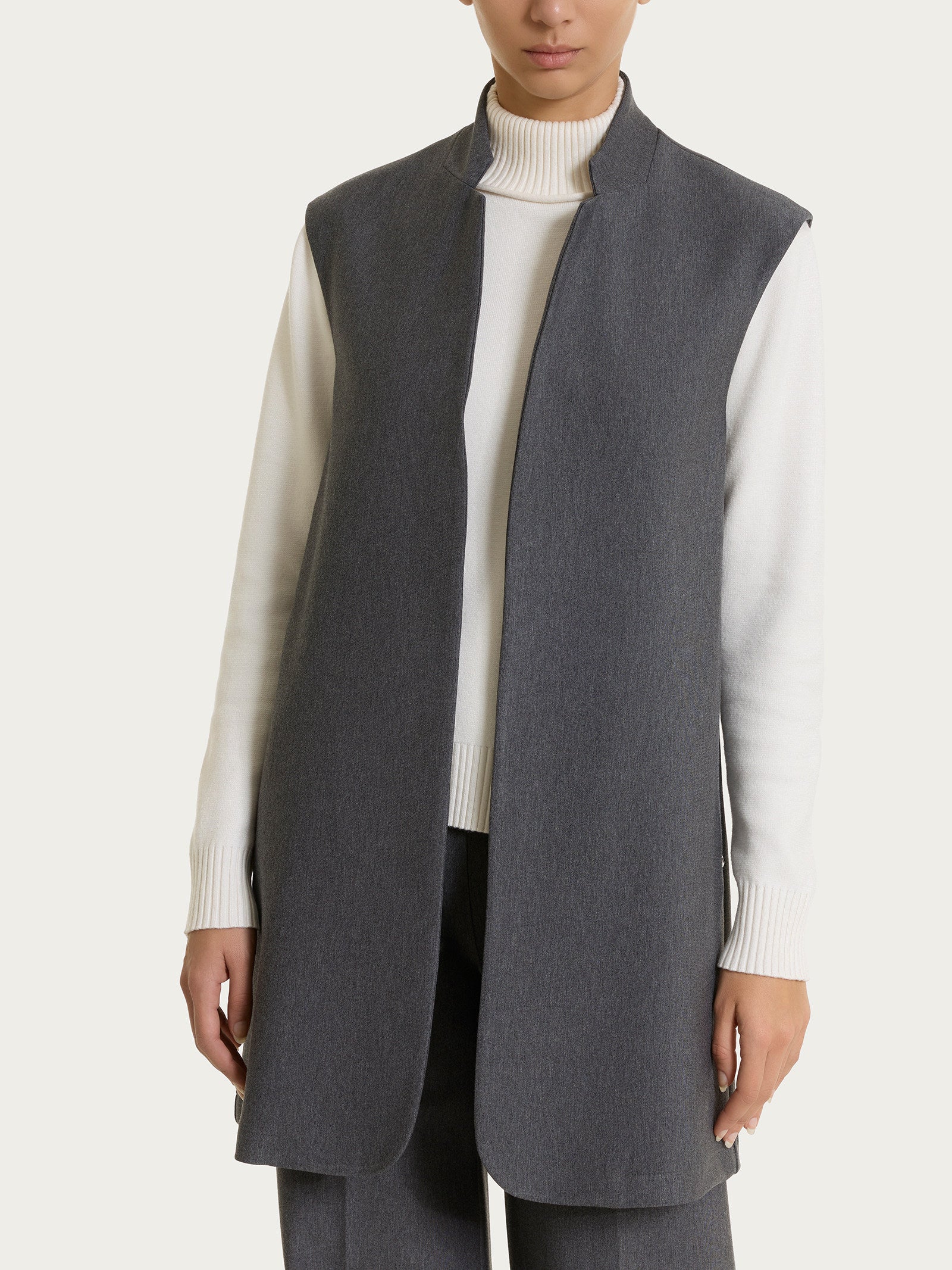 Gilet lungo in Compact  Neri Donna - Ragno