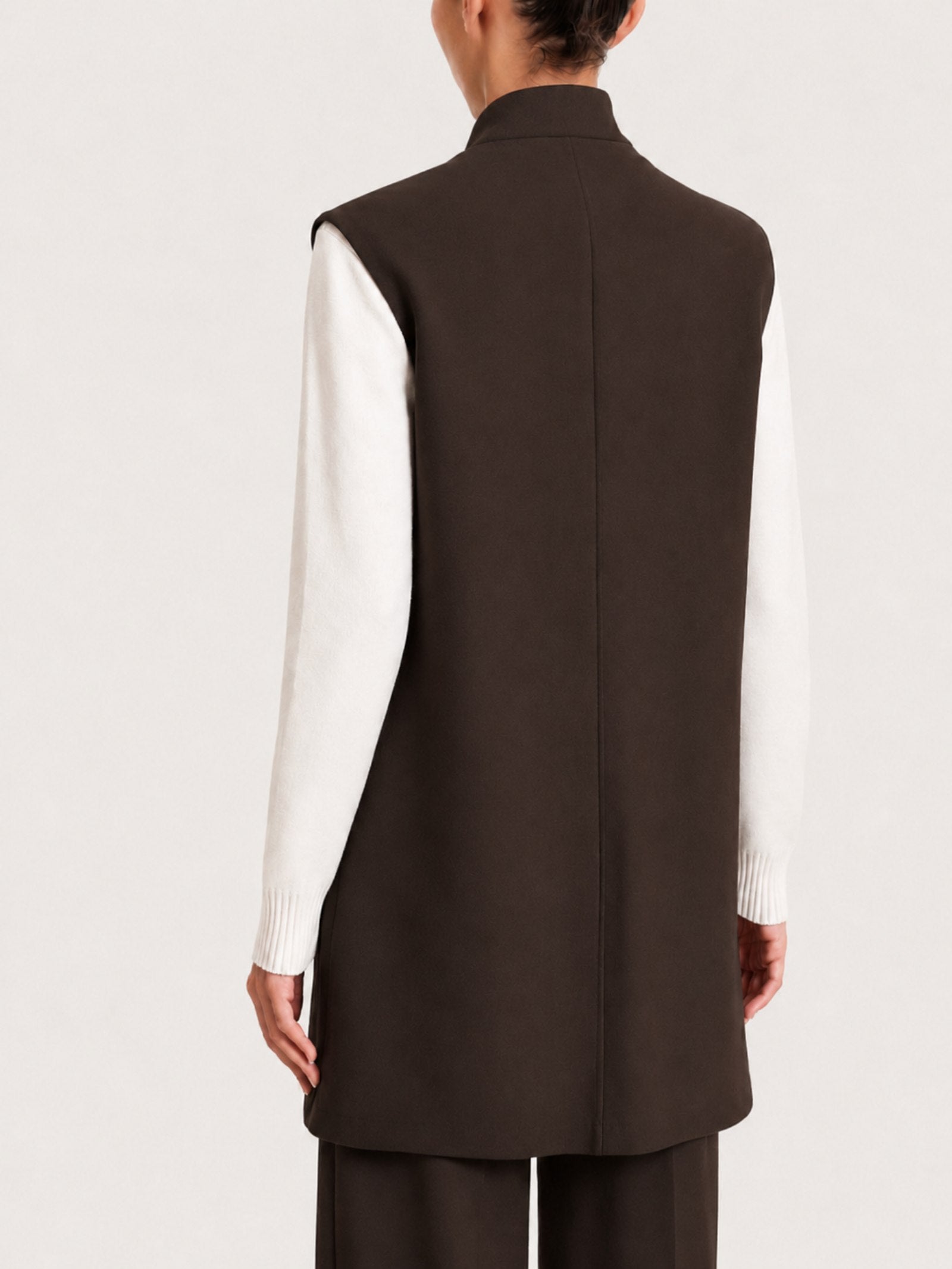 Gilet lungo in Compact  Marroni Donna - Ragno