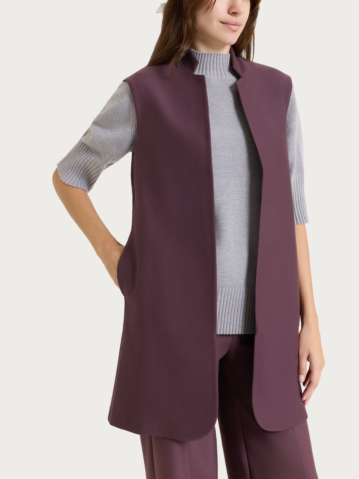 Lange Weste aus Compact, violett, für Damen – Ragno
