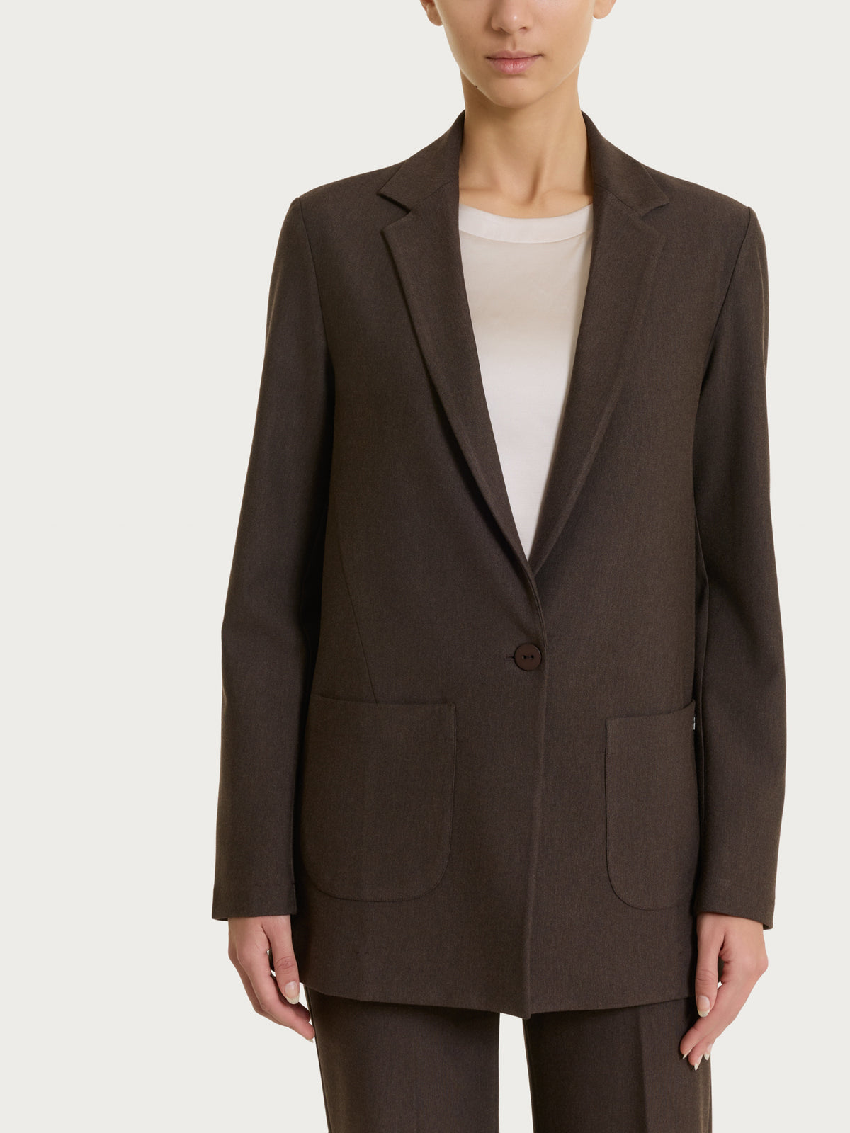 Blazer monopetto con un bottone in Compact Marroni Donna - Ragno