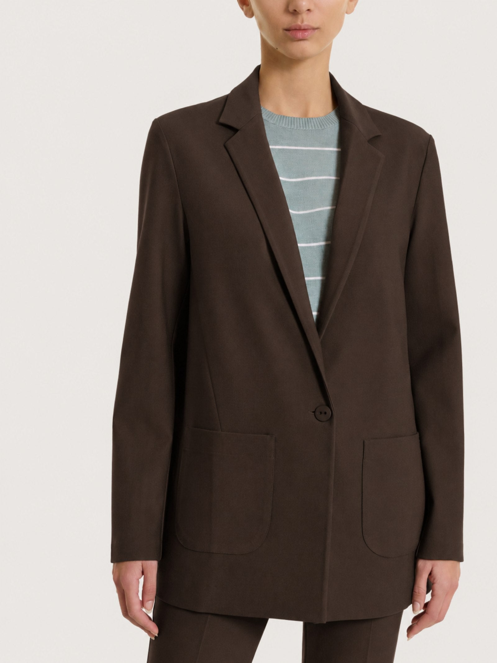 Blazer monopetto con un bottone in Compact Marroni Donna - Ragno