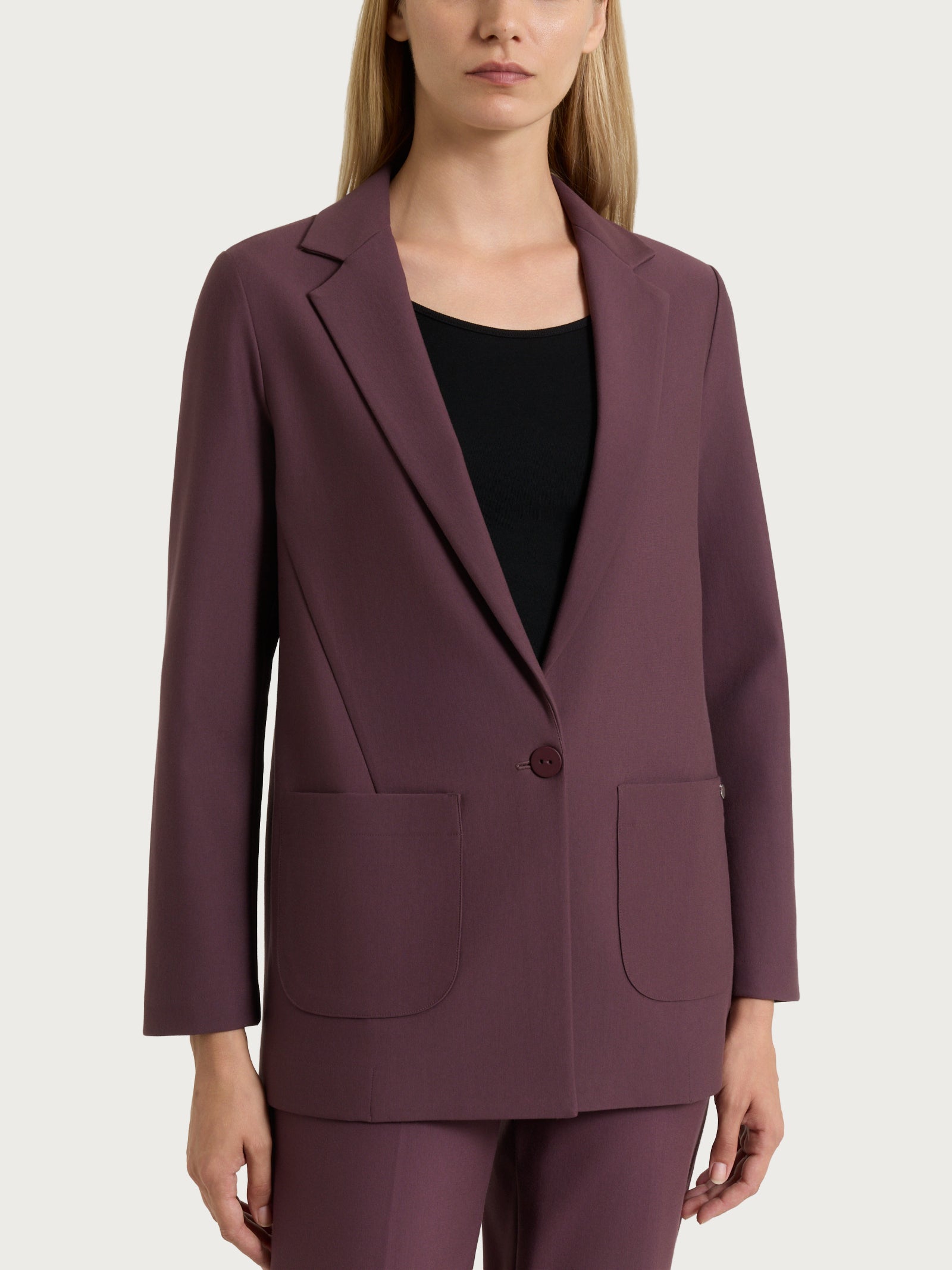 Blazer monopetto con un bottone in Compact Viola Donna - Ragno